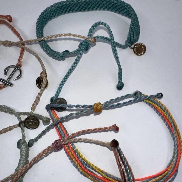 Pura Vida Bracelet Lot Anchor Leaf Charm Braided Multi Strand COlor Set 7 Rope - Picture 3 of 6